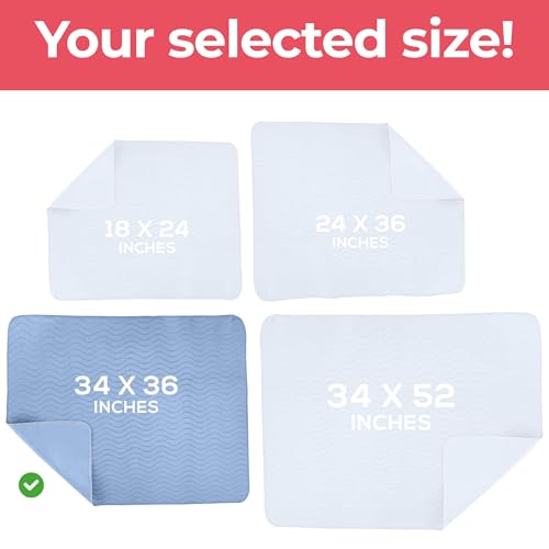 Image of 6 Pack Waterproof Reusable Heavy Absorbency Incontinence Bed Pads 34 inchx36 inch | Utopia Bedding Washable Underpads, Chuck Pads for Adults, Kids, Elderly and Pets, Bedwetting Pads for Sofa and Couch, Blue