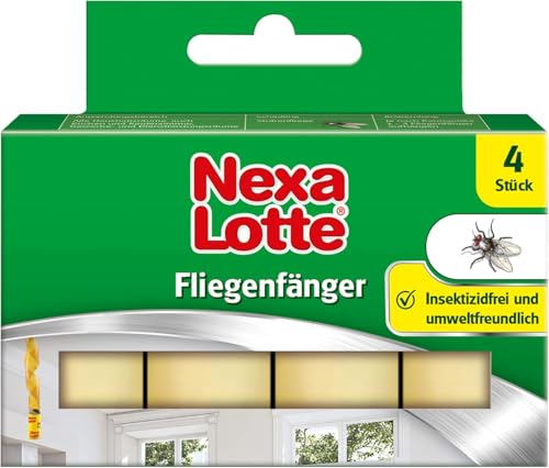 Nexa Lotte Fliegenfänger, 4 Stück zum Bekämpfen von Fliegen, mit hoher Klebekraft und Lockwirkung