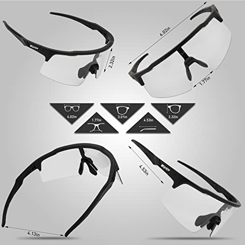 Scvcn Photochromic Cycling Glasses Clear Mountain Biking Gasses Men Women Mtb Sunglasses Transition Bicycle Riding Glasses Biking Sunglasses Cycle Glasses Motorcycle Goggles Road Bike Gasses Dark Gray #TOP6