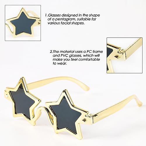 Star Shape Sunglasses - 2 PCS Pentagram Glasses for Graduation Grad Party Prom Photos Props Frame Fancy Eyeglasses for Girls Boys Women3