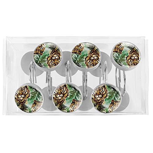 Crochets rideau de douche en acier inoxydable décor tigre premium