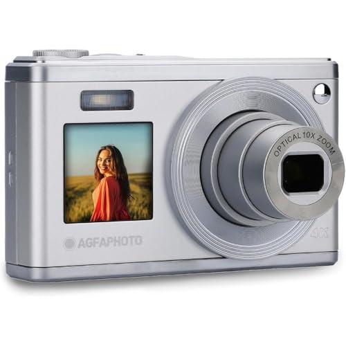 AGFA PHOTO Realishot DC9200 - Fotocamera Digitale Compatta, 24 MP, Video 4K, Zoom Ottico 10x, Schermo Doppio 2,8' + 1,54', Sensore CMOS, Stabilizzazione Immagine, Batteria al Litio - Argento