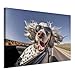 murando - Wandbilder XXL Hund lustig 120x80 cm 1 tlg - Wand Deko Leinwand Bilder Groß Wanddeko Wohnzimmer Schlafzimmer Kunstdrucke Bild lachender Hund English Setter Auto g-H-10029-b-a