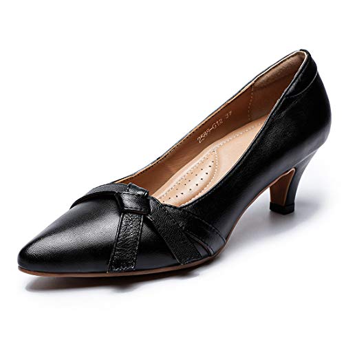 Image of Mona flying Women's Leather Elegant Bowknot Pointed Toe Dress Pumps Heels