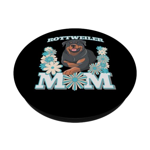 Rottweiler Mom Dog Design PopSockets Swappable PopGrip, Black - Image 2