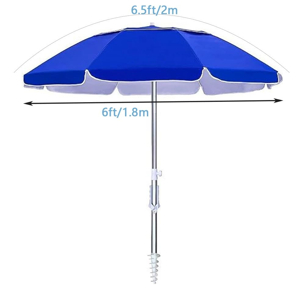 Strandschirm mit Sand Anker Ø 200cm, Sonnenschirm Portable knickbar, Tragetasche UV-Schutz 50+ für Strand Pool Garten(Blue Lake)