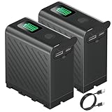 2-Pack NP-F970 Replacement Batteries 9600 mAh, NP-F Battery Compatible with Sony NP-F970 960 550 750 FX3 FX30 A7 Canon R5 Nikon Z8 Camera Camcorder LED Light Monitor, 20W Type C PD Quick Charge