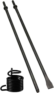 Air Hammer Bits 18''(450mm) Long 2-Piece Set, 3/4'' Air Chisel, 3/8'' Point Tip, 0.401" Shank, Air Hammer Attachments, 42Cr-Mo, HRC60, Rolled Rust-resistant Oil Treatment, Penumatic Cold Chisel