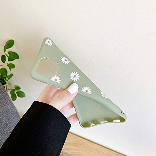 ZTOFERA TPU Back Case for Samsung Galaxy A12/M12, Daisy Pattern Matte Soft TPU Case, Slim Lightweight Protective Bumper Cover for Samsung A12 5G - Green