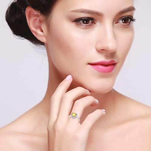 Uloveido Platinum Plated Crystal Love Heart Solitaire Wedding Promise Rings Valentines Gifts for Women Female Y31302