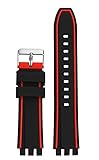 ERAKAFZTTK Cinturino in Gomma da 19 mm, 20 mm e 21 mm, Adatto for Orologio da Uomo Fit for Swatch YVS400 YVS451 YVB404, Braccialetto Sportivo Impermeabile in Silicone for Esterni(Black Red SK,20mm)