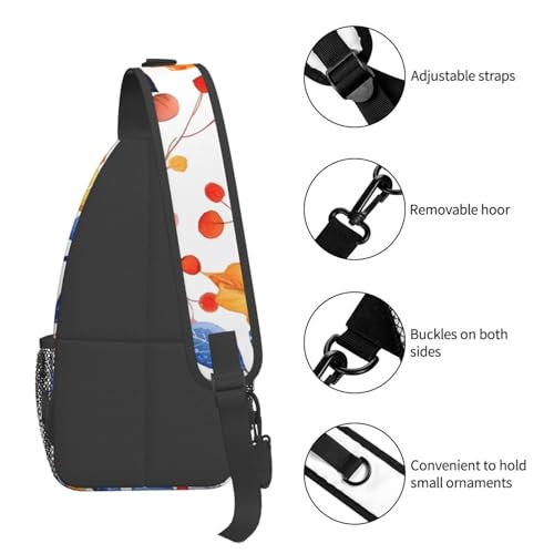 Mochila tipo sling con patrón hojas otoño unisex ligera miniatura 5
