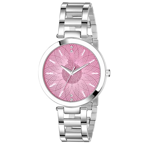 Image of Acnos Silver Plated Mesh Chain Analog Watch for Women - Black /Blue /White /Pink /Brown Dial