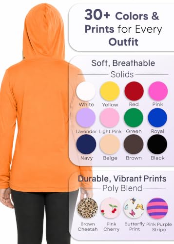 Image of Shirts for Girls Long Sleeve Crew Neck Top, Hoodie or 3 /4 Sleeve Soft Stretch Kids Lightweight Size 2-16