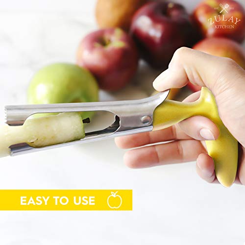 Zulay Premium Apple Corer - Easy To Use Durable Apple Corer Remover For Pears, Bell Peppers, Fuji, Honeycrisp, Gala And Pink Lady Apples - Stainless Steel Best Kitchen Gadgets Cupcake Corer - Yellow #TOP3