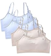 Bakermiche Sportbeha Meisjes Gewatteerde Training Bras met Verstelbare Strap, 4 Stuks 8-14 Jaar Meisjes Cr...