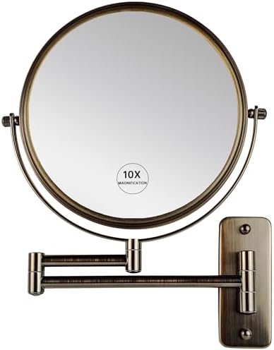 GuRun 8.5 Inch Lighted Wall Mount Makeup Mirror | 10x Magnification, Oil-Rubbed Bronze - View #6