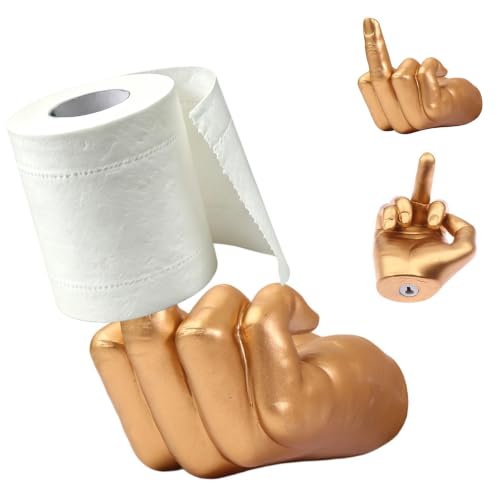 Cowenhey Middle Finger Toilet Paper Holder Fun Wall Mount Toilet Paper Holder Key Holder Jewelry Storage Fun Statues Sculptures Bathroom Toilet Tissue Roll Paper Storage Holder