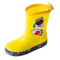 Kids Toddler Rain Boots Boys Girls Cute Cartoon Astronaut Space Waterproof Anti-Slip Boots Unisex Rainboot Shoes