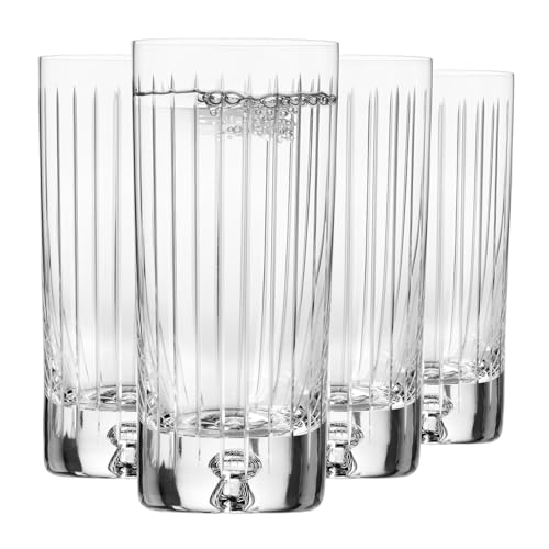 Krosno – Verres à Eau, Jus et Cocktails 300 ml – Lot de 4 – Collection Saga – Verre en Cristal – Fait Main, Taillé – Idéal comme Cadeau,...