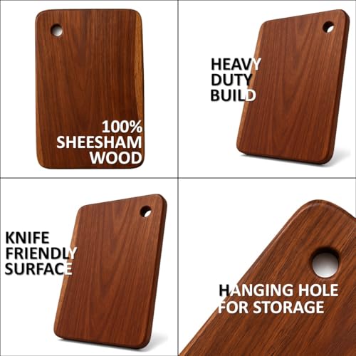 Image of Premium Sheesham Wooden Chopping Board | Single-Piece Solid Wood 12x8 inch | 1-Inch Thick Heavy-Duty Cutting Board | Knife Friendly, Food Safe & Reversible Wooden Cutting Board