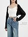 EXARUS Girls Cardigan Teen Bolero Shrug Long Sleeve Cropped Knit Ribbed Lightweight Open Front Daily Casual Tween Sweater Crop Tops Black 12Y