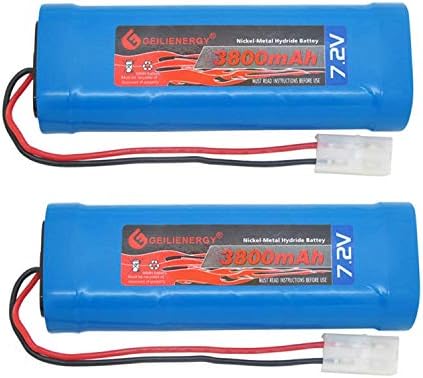 7.2V Ni-Mh 3800mAh High Capacity RC Car, RC Truck, RC Tank, RC Boat Rechargeable Battery Pack for Rc Racing Car(2 Pack)