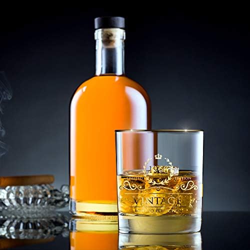 1966 54th Birthday/Anniversary Gift for Men/Dad/Son, Vintage Unfading 24K Gold Hand Crafted Old Fashioned Whiskey Glasses, Perfect for Gift and Home Use - 10 oz Bourbon Scotch, Party Decorations