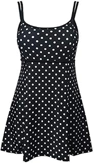 DANIFY Women's One Piece Polka Dot Swimdress Cover Up Swimsuit Plus Size Modest