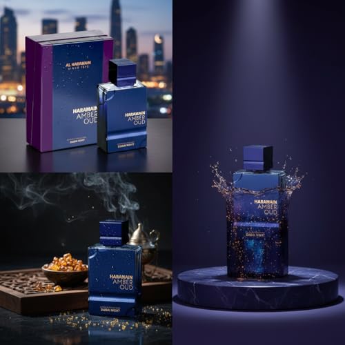 Image of Al Haramain Amber Oud Dubai Night Edition Extrait De Parfum, 100ml - Unisex Amber Woody Saffron Oud Eau de Parfum