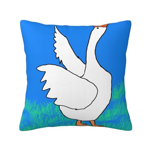 Qwvbn Double-sided plush cushion cover, 18x18in white goose spread its wings Prints Soft and comfortable For bedrooms, living rooms and seating