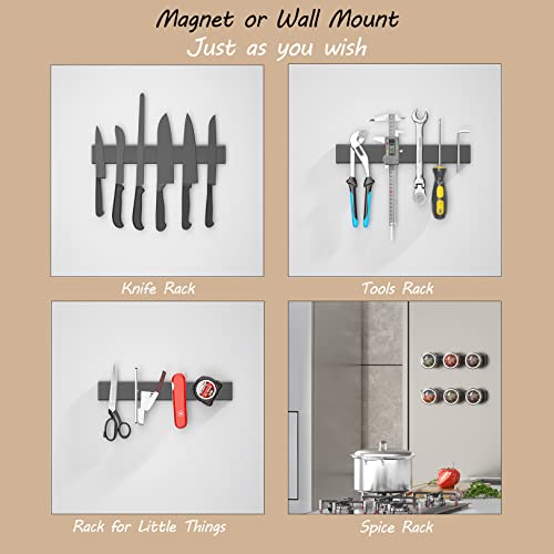 Subtraction Magnetic Knife Strip,No Drilling 12 Inch Stainless Steel Knife Holder,Space-Saving Knife Rack,Knife Bar,Kitchen Knife Storage Organizer,Black #TOP5