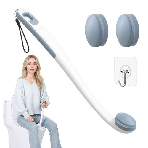 Chonario Toilet Aids for Wiping Bottom, 16.5' Long Reach Comfort Wipe - Butt Wiper Tool with Replaceable Head & Wrist Strap - Bottom Buddy Wiping Aid for Elderly, Disabled, Overweight, Post-Surgery