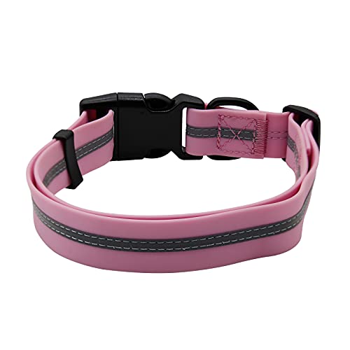 Image of Nimble Reflective Waterproof Dog Collar Adjustable Odor Resistant Easy Clean Pet Collar for Small Medium Large Dogs Night Walking Outdoor Rainy Use (Medium (11.81 inch-18.5 inchinches), Lavender)