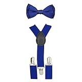 CUTE Baby Toddler Kids Children Boys Plain Elastic Suspender & Bow Tie Set