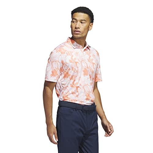 Adidas Golf Men's Standard Floral Polo Shirt, Coral Fusion, Large #TOP1