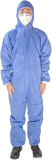 Pack of 2 Disposable SMS Protective Coverall Painter Suit Fluid Resistant Blue