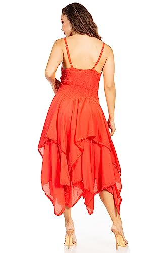 Image of Sakkas Lady Mary Jacquard Corset Style Bodice Lightweight Handkerchief Hem Dress