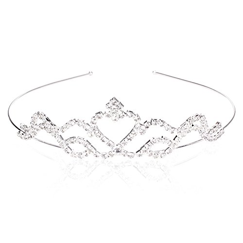 Preisvergleich Produktbild Autiga Braut Diadem Hochzeit Krone Haarreif Tiara Strass Haarschmuck Haarband Silber