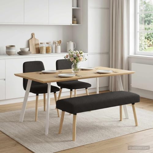 Banco rectangular moderno bouclé negro de 110x40x46 cm para asientos de dormitorio 3