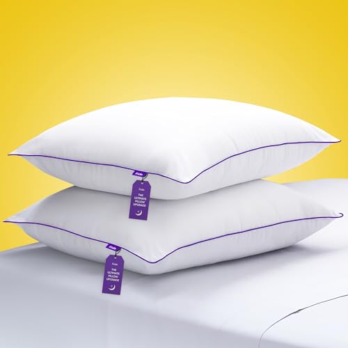 Frido Ultimate Cozy Sleeping Pillow | (High Density) Gel Microfiber Bed Pillow | Breathable & Hypo-Allergenic Cushion for Bed | Bed Pillow for Long Lasting Fluffiness | King Size | White | Pack of 2