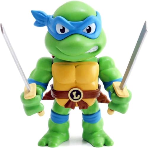 Jada - Figura Leonardo de tartarugas ninja, articulada, 10 cm, feita em metal fundido à pressão, 100% licença oficial, coleção, para crianças a partir de 8 anos e adultos