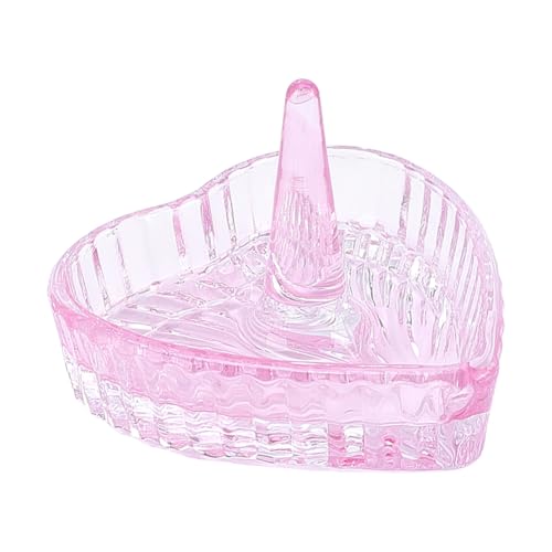 WADORN Soucoupe Porte-Bague en Cœur Cristal 8cm Plateau Bijoux Rangement Plateau à Bijoux Support Bague Cadeaux Fête des Mères Amitié Noël Anniversaire, Rose