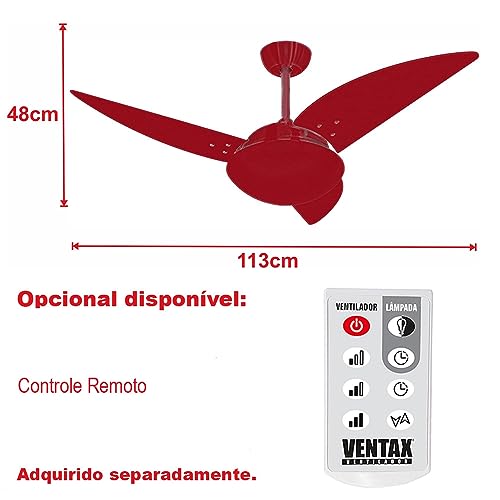 Ventilador Teto Potente Sala Class Dourado 3 Pás Ventax 110V
