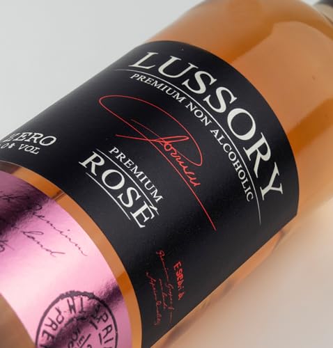 Image of Lussory Premium Rose Alcohol Removed 0.0% Dealcoholized Rose Non Alcoholic Wine From Spain, Low Calories, Low Sugar, Halal Certified (750ml, 2 Bottles)