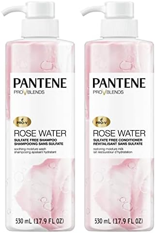 Pantene, Shampoo and Sulfate Free Conditioner Kit, Paraben and Dye Free, Pro-V Blends, Soothing Rose Water, 17.9 fl oz, Twin Pack