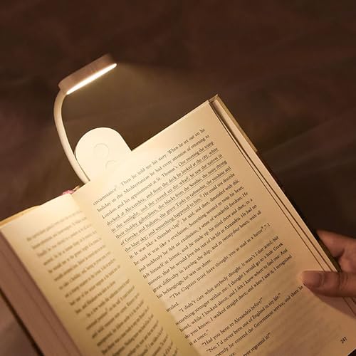 Choudao Tech Portable LED Reading Lights, Eye Caring 3 Color Temperatures and Dimming Brightness Book Lights, Lightweight USB Rechargeable Clip-On Lamp for Book Lovers Night Reading (White)