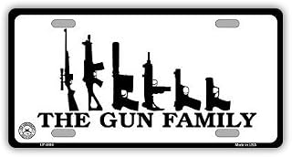 Novelty Vanity License Plate Tag - Gun Family (Stick Figure Parody) - 12" x 6" Metal