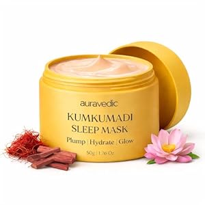 Auravedic Kumkumadi Overnight Face & Sleeping Mask | Deep Hydration & Plumping Night Treatment for Radiant-Looking Skin | Ayurvedic Face Mask for Dull, Dry Skin | 1.76 Oz (50g)