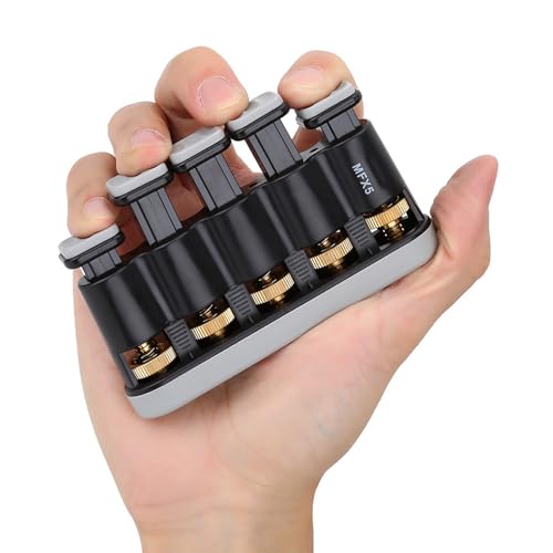 Einstellbarer Fingertrainer, Handtrainingsgerät für Gitarre, Trompete und Klavier(Grau)
